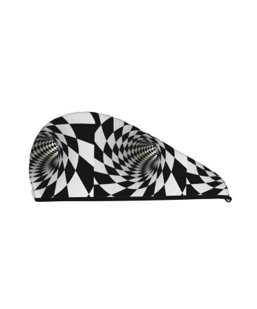 Hair Towel Wrap Hair Drying Towel with Button Towel Turban Head Towel to Dry Hair Quickly (3D Vortex Illusion)