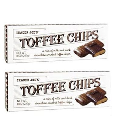 Trader Joes Toffee Chips - Mix of Milk and Dark Chocolate (2 Pack) 8 Oz