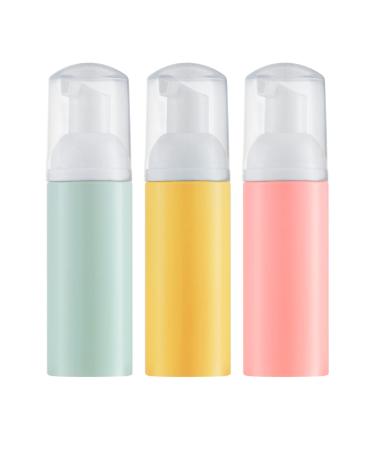 Tekson 3 PCS Soap Foam Bottle (2 oz), Empty Travel Foaming Lash Shampoo for Cleanser, Dispenser (Yellow&Green&Pink Pump) 3pcs Green&yellow&pink