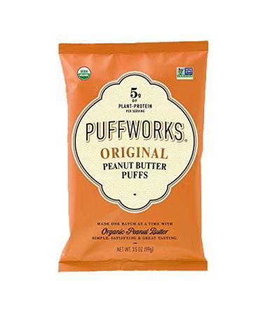 Puffworks Original Organic Peanut Butter Puffs, Plant-Based Protein Snack, Gluten- and Rice-Free, Vegan, Kosher, 3.5 Ounce (Pack of 3) 3.5 Ounce (Pack of 3) 10.5