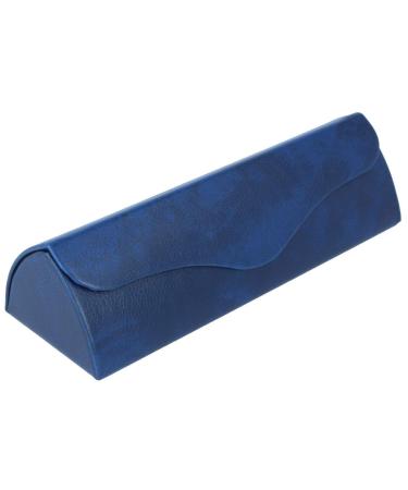 elegant triangular imitation leather glasses case LIPARI with magnetic closure in blue