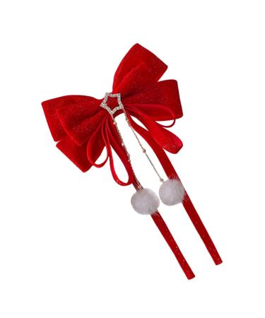 FRCOLOR 1pc Hair Accessories Christmas Satin Bow Hairpin Red Bow Hair Clip Christmas Bow Knot Hair Pins Christmas Silky Hair Bow Clip Bowknot Hair Clips Child Decorate Vintage Flocking