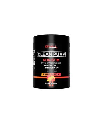 GMU SPORT Clean Pump Non-Stim Pre-Workout 8G Citrulline 300MG Alpha GPC - Natural Pre Workout for Men and Women - Non-Stimulant PreWorkout with Amino Energy and Endurance 30 Servings Fruit Punch