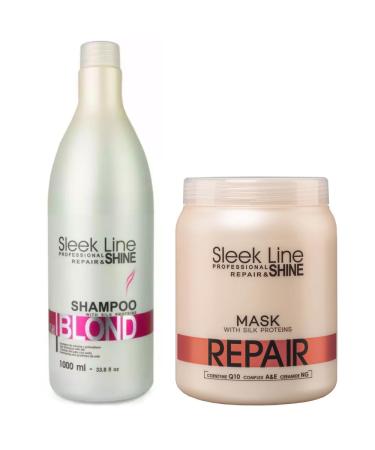 STAPIZ SLEEK LINE BLOND Shampoo & Stapiz hair mask hair treatment for bleached and red hair 2 x 1000 ml shampoo blond hair & mask for intensive care