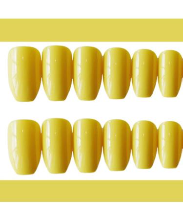 Buy Sethain Shiny Yellow Ballerina Press-On False Nails - 24-Piece Complete Nail Tips for Women & Girls - Long Full Coverage - Buy Online on GoSupps.com