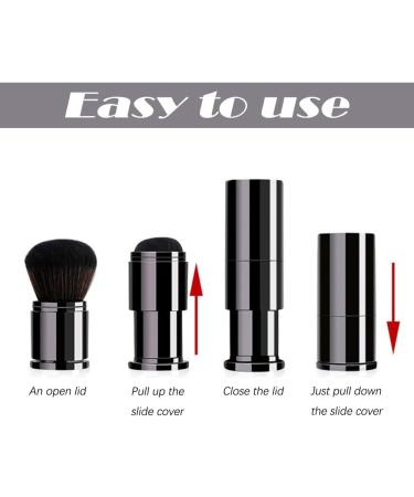 Retractable Kabuki Foundation Brush Portable Makeup Brush Travel Face Blush Brush for Powder Mineral Foundation Blending Blush Black - Buy Online on GoSupps.com