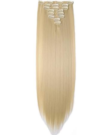 Ombre Colorful Synthetic Clip in Hair Extensions - 26 Inch Bleach Blonde Full Head 8Pcs 18Clips - Buy Online on GoSupps.com