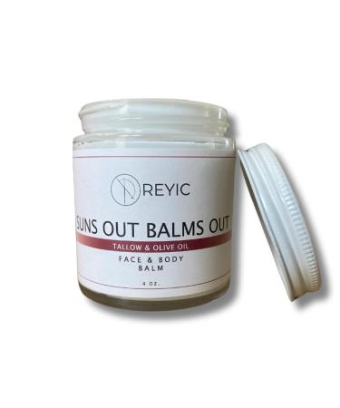 Sun's Out Balm's Out (4oz.) Organic Grass Fed Tallow & Olive Oil Balm w/Essential Oils to Soothe & Repair Your Skin After Sun Exposure - All Purpose Moisturizer for All Skin Types