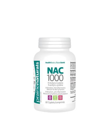 Prairie Naturals NAC 100 N-Acetyl L-Cysteine - 60 caplets - prevents vitamin E deficiency. Sources of antioxidants that fight/protect against free radicals and protects fat in body tissues from oxidation. Non-GMO Gluten Free Vegan