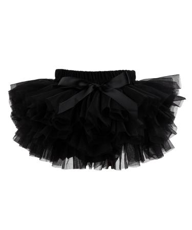 HOOLCHEAN Infant Toddler Baby Girls Super Soft Fluffy Tutu Skirt with Diaper Cover Bloomer 0-6 Months Black