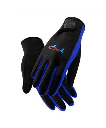 Diving Gloves,Wetsuit Gloves Men Women Watersports Diving Boating Surfing Neoprene Diving Snorkeling Kayaking Five Finger Gloves Scuba Gloves Diving Suit Snorkeling Gloves Keep Warmer Blue Large