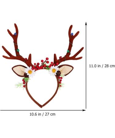 Lurrose Christmas Reindeer Antlers Headband Light up Deer Antlers Led Antler Headbands Floral Crown Deer Antler Costume Headband Xmas Hair Accessories - Buy Online on GoSupps.com