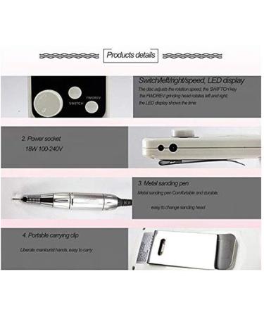 Portable Rechargeable 35000RPM Electric Nail Drill Machine Professional E File Nail Drill Kit Manicure Pedicure Polishing Grinding Set for Acrylic Gel Nails Or Salon Home DIY Use - Buy Online on GoSupps.com