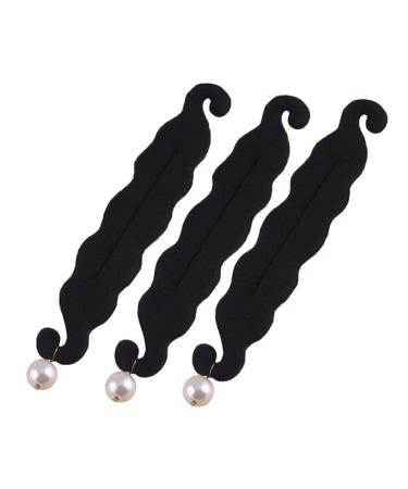 Magic donut dutt with pearl beads foam sponge donut-dutt manufacturer clip hair styling tools hair accessories for women and girls 3 pieces (black)