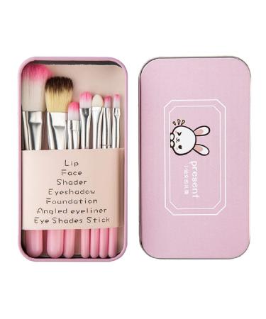ZHIYE Children Makeup Brushes 7Pcs Makeup Brush Set Foundation Eyebrow Eyeliner Brush Cosmetic Concealer Brushes for Kids Girls Women trave - Pink with case