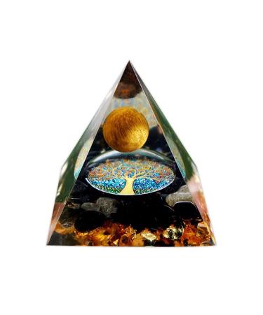 ycyingcheng Pyramid Ogan Crystal Energy Tower Tiger Eye Ball Tree of Life Nature Reiki Chakra Crushed Stone Negative Energy Remover Blessing Home Office Feng Shui Ornaments Crystal Pyramid 6CM