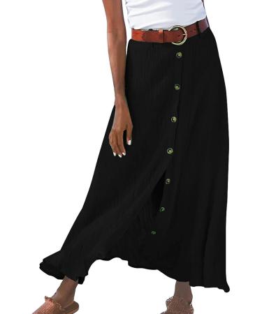ToddlBy Ladies Summer Solid Cotton and Half Length Slit Hip Midwaist Dress 1920s Plus Size Dresses for Women (Black XL) Black X-Large - Buy Online on GoSupps.com