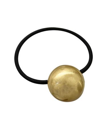 Golden Color Metal Ball Elastic Hair Tie for Women and Girls - Seamless Thick Black Ponytail Holder and Hair Band - Buy Online on GoSupps.com
