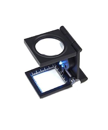 10x25mm Folding Magnifying Glass Inspection Cloth with Scale LED Light Magnifier Good Times