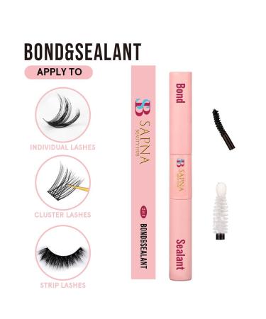 Sapna Beauty Lash Bond and Seal 10ml - 2-in-1 Cluster Lash Glue for Eyelash Extensions | Long-Lasting Waterproof Formula | Self Application at Home | 72+ Hours Retention - Buy Online on GoSupps.com