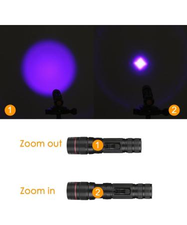 Vagocom LED Blacklight Ultraviolet Flashlight Torch 3 Modes Zoomable Black Light 395nm UV Flash Light Detector for Dog Cat Pet Urine Dry Stains(1 Pack Black Battery Included) 1 Pack Black - Buy Online on GoSupps.com