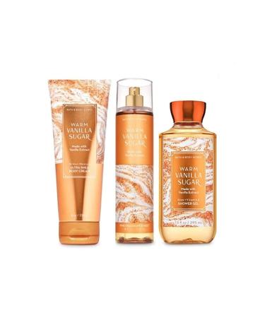 Bath & Body Works Warm Vanilla Sugar Fine Fragrance Mist  Body Cream and shower gel - Full Size