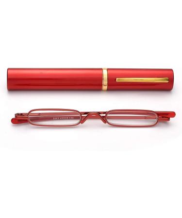 KoKoBin Mini Slim Reading Glasses - Spring Hinge Metal Unisex Visual Aid +3.0 with Case (Red) - International Shipping Available - Buy Online on GoSupps.com