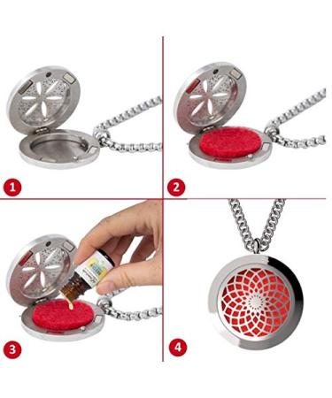mEssentials Sunflower Essential Oil Diffuser Necklace Gift Set | Aromatherapy Pendant 24" Stainless Steel Chain Refill Pads & Inner Calm Essential Oil - Perfect Gift for Wellness and Relaxation - Buy Online on GoSupps.com