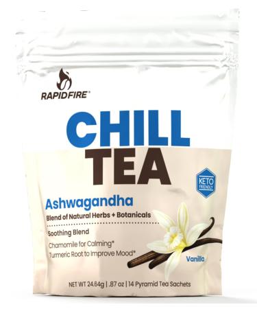Chill Tea Soothing Blend Promotes Relaxation with Ashwagandha Chamomile Turmeric Stress Relief Tea Caffeine Free 14 Tea Bags 14 Servings