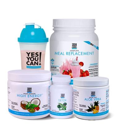 Yes You Can! Detox Plus Kit (Meal Replacement Vanilla, Aloe Vera Pineapple) - Complete Meal Replacement Powder, High Energy Shake Booster, Aloe Vera Detox Supplement, Health Transformation Aloe Vera Pineapple Meal Replacem…