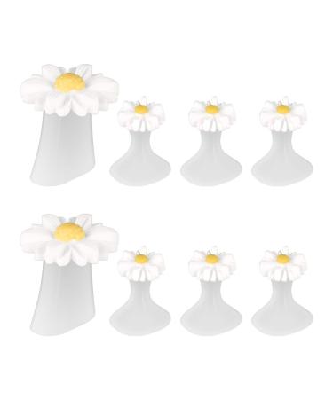Frcolor Daisy Silicone Toe Separators Gel Foot Toe Spacers Pedicures Nail Art Tools 8pcs (White)