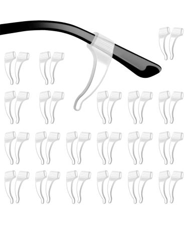 Vzuhsw 20 pairs of silicone glasses ear pads prevent the glasses from slipping soft comfortable ear bracket sleeves Transparent anti-slip ear grabs for sunglasses and reading glasses (white)