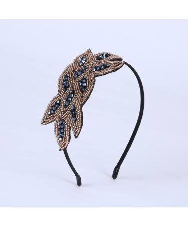 ericotry Women Flapper Headpiece 1920s Rhinestone Headband Retro Beaded Leaf Art Deco Hair Accessories for Costume Cosplay Party (Blue) - Buy Online on GoSupps.com