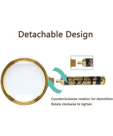 High-Powered Handheld Glass with LED Lights HD Elderly Children Students Reading Mobile Phone Repair Mini Portable 90MM Extra Large Lens Enlargement Mirror Gold Good Times - Buy Online on GoSupps.com