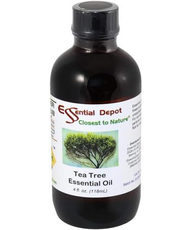 Essential Depot Tea Tree Essential Oil - GC/MS Tested - Skin Safe - Supplied in 4 oz. Amber Glass Bottle with Black Phenolic Cone Lined and Safety Sealed Cap - Buy Online on GoSupps.com