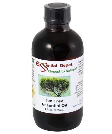 Essential Depot Tea Tree Essential Oil - GC/MS Tested - Skin Safe - Supplied in 4 oz. Amber Glass Bottle with Black Phenolic Cone Lined and Safety Sealed Cap