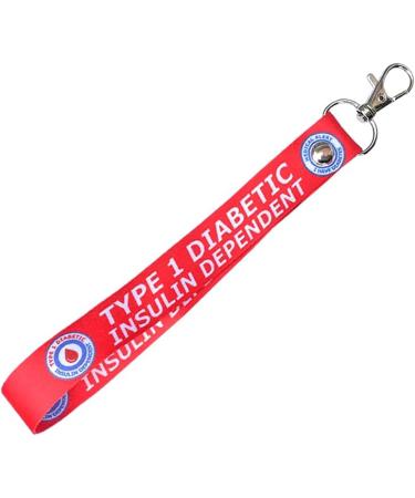 Type 1 Diabetic Printed Lanyard Key Tag Set - Red Diabetes Medical Alert for Insulin Dependency - Buy Online on GoSupps.com