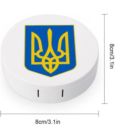 Coat of Arms of Ukraine Cute Contact Lens Case | Portable Round Contact Storage Box with Mirror for Travel & Outdoor Use - Buy Online on GoSupps.com