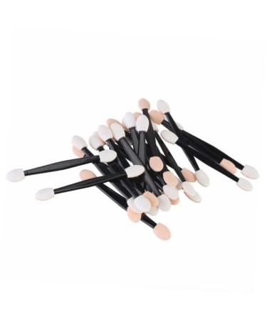 PLAFOPE 50 Pcs Eyeshadow Eyeliner Brushes Sponge Applicator Double Head Eyeshadow Brushes Size 1 Black
