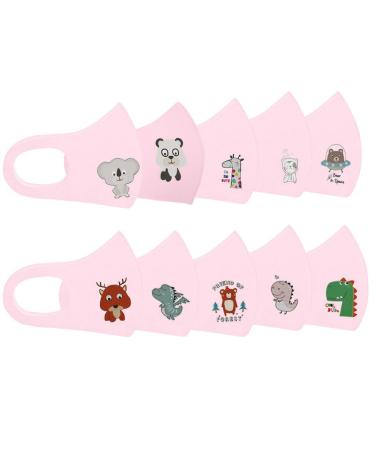 Riou 10 PCs Children Mundsprung Washable Reusable Cotton Breaking Dustproof Mouth and Nose Protection Natzage Narrow For Boys and Girls (Pink)