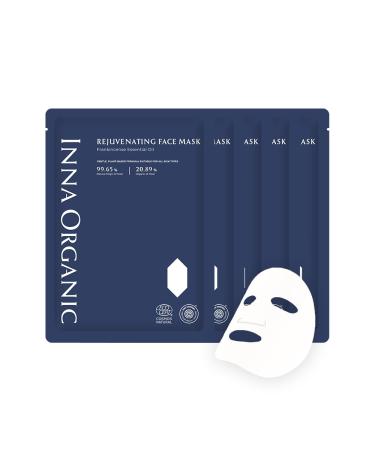 INNA ORGANIC Sheet Mask - Anti-aging & Tightening EWG & COSMOS Certified (Pack of 5) | Frankincense Essential Oils Infused Skin Care | Luxury Clean Beauty Frankincense 1 Count (Pack of 5)