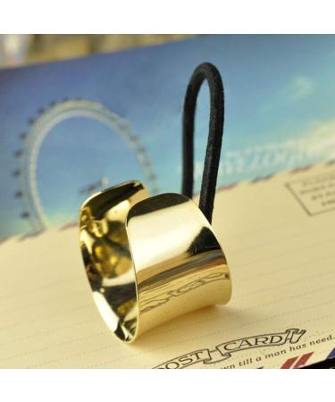 Gothic Punk Metal Hair Ties - 2 Piece Set in Golden & Silver | Elastic Hair Band Cuff Ponytail Holder for Women & Girls - Buy Online on GoSupps.com