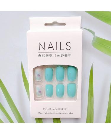 GORS Summer Light Blue Press on Nails - Medium Square 24Pcs/Set - Buy Online on GoSupps.com