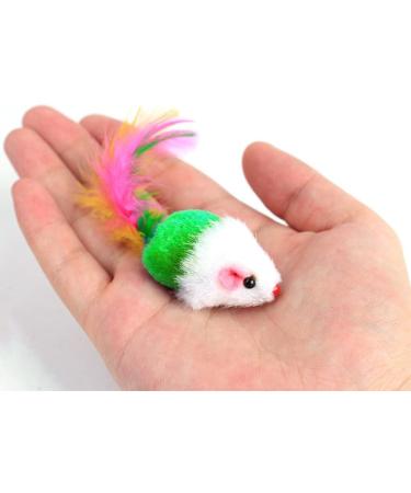 Neikafan Dofu 20 Pcs Furry Mouse Cat Toys Interactive Cat Toys Mouse Rattle Mice for Cat Animals Hunter Toy with Feather Tail for Cats Kittens Play Kick Bite Chew( Assorted Color ) - Buy Online on GoSupps.com