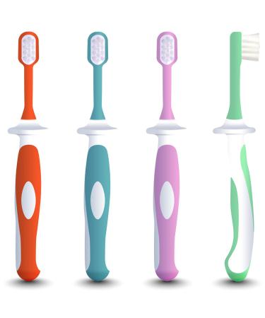 Toddler Toothbrushes 4 Pack - Toothbrush Training Set for Toddlers Age 1 - 2 Years Old - Teaches Independent Toothbrushing for Kids 1 Year Old or Baby 12 Months and Up. Colors for Boys and Girls. Multi - Girls Toddlers