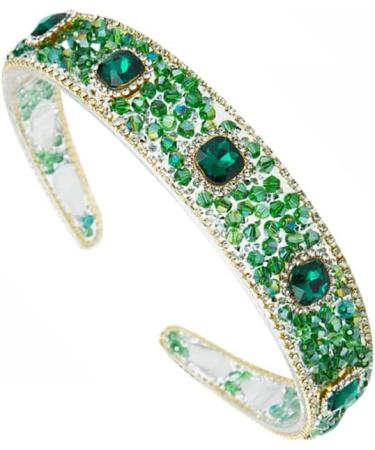 Crystal Rhinestone Headbands Velvet Padded Wide Headwear Diamond Beaded Bling Hairbands Non-slip Hard Headbands for Women Girls Daily Wearing Party Wedding Hair Accessories (Emerald) - Buy Online on GoSupps.com