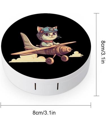 Cat Airplane Print Contact Lens Travel Kit - Portable Cute Contact Box with Mirror for Daily Use - Buy Online on GoSupps.com