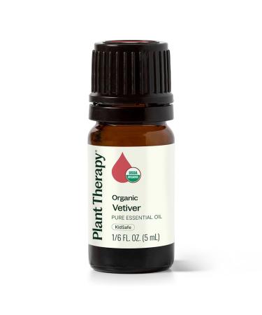 Plant Therapy Vetiver Organic Essential Oil 5 mL (1/6 oz) Pure Undiluted Therapeutic Grade Sandalwood 0.16 Fl Oz (Pack of 1)