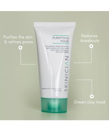 SKINICIAN Purifying Mask - Powerful Green Clay Beauty Face Mask - Deep Cleansing Clay Mask for Acne-Prone Skin - Blackhead Remover Minimises Pores -Acne Treatment - Vegan & Cruelty Free (200ml) - Buy Online on GoSupps.com
