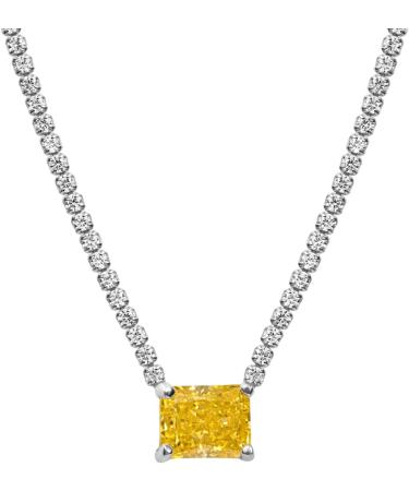 Buy Oralgos Colorful Zirconia Charm Necklace - Fashionable Tennis Choker for Women & Girls | Elegant Yellow Rhinestone Jewelry - Buy Online on GoSupps.com